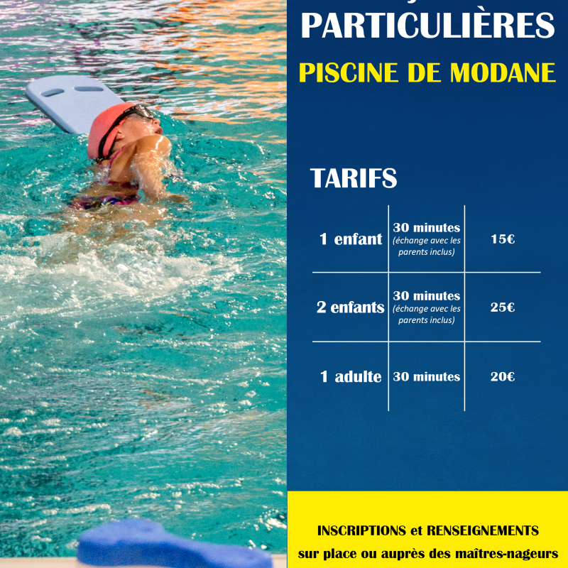 Affiche leçons particulières natation saison 2024