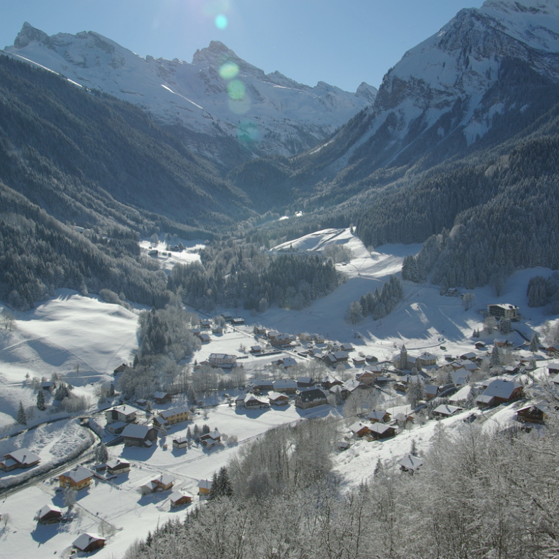 Winter village view