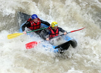 Canoe-raft on Dranse