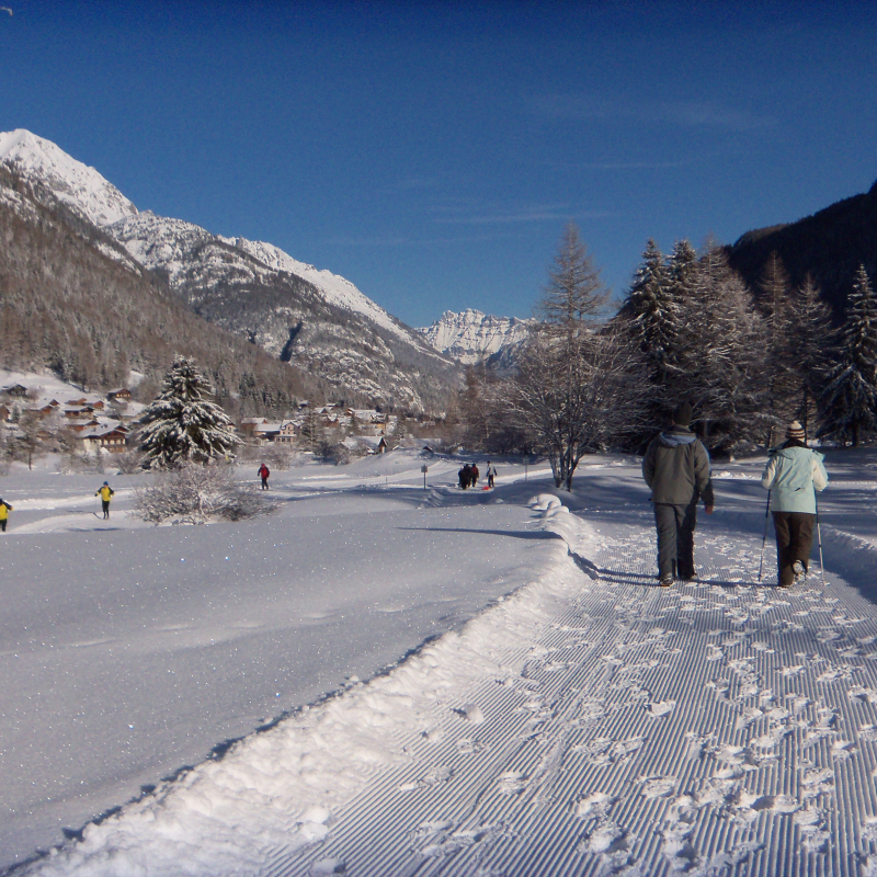 Pedestrian and snowshoeing route in the village