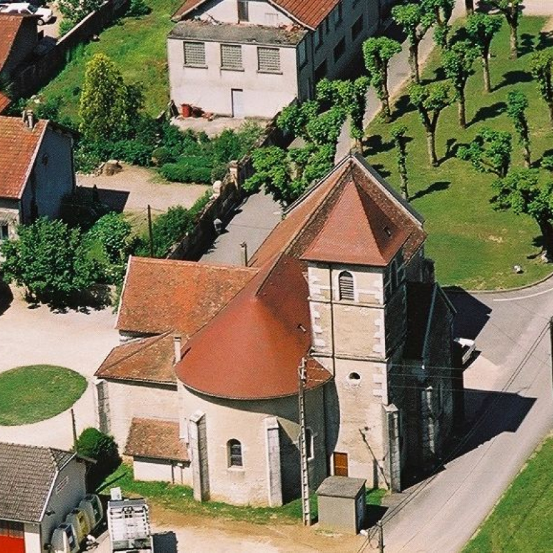 Vue aérienne église Virignin