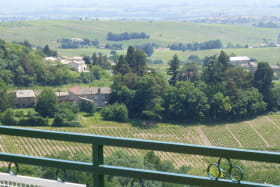 Gîte 'Rouge-Chèvre' à Beaujeu (Rhône - Beaujolais) : vue depuis la terrasse.