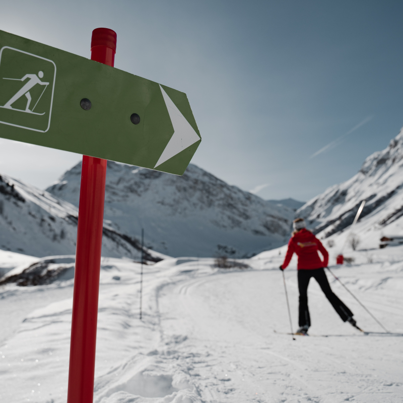 Cession ski de fond entre amies dans la Vallée du Manchet à Val d'Isère