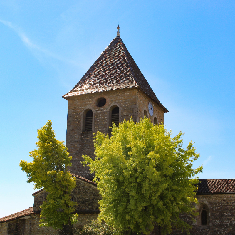 Clocher de l'église de Saint-Maurice de Gourdans