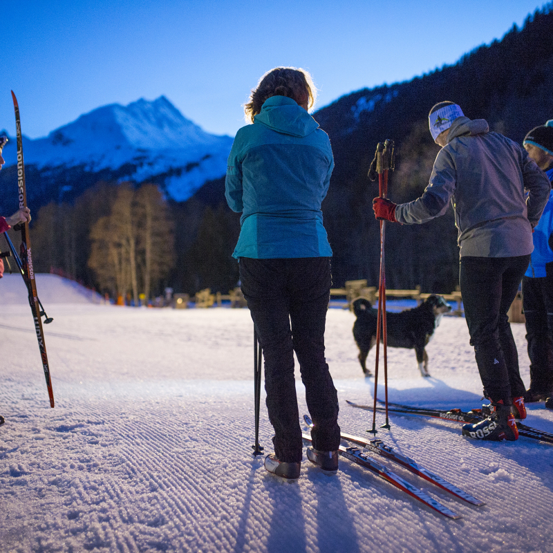 Nocturne de ski de fond sur le domaine nordique 4 saisons des Contamines-Montjoie