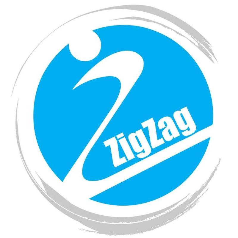 A zig-zag track representing the company