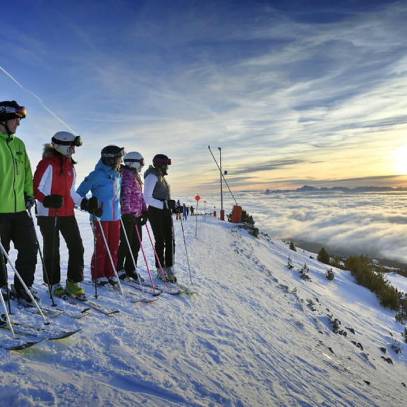 Photo ski coucher soleil Chamrousse