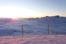 L'envers du décor : Ski au coucher du soleil