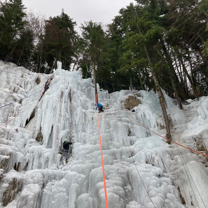 Climbing on a ice cascade