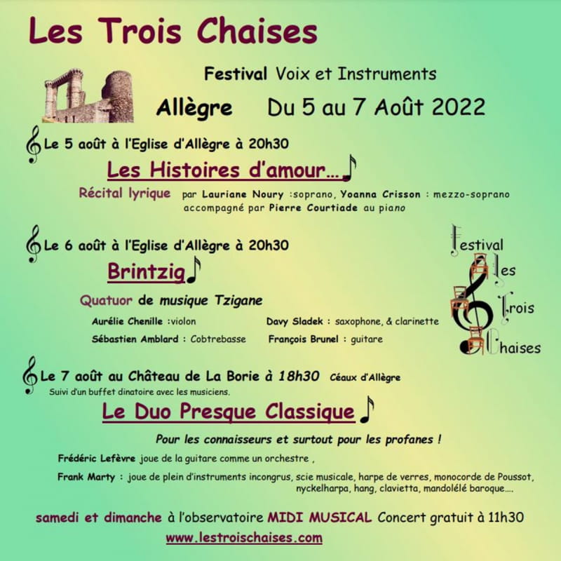 Festival Les Trois Chaises: Midi Musical
