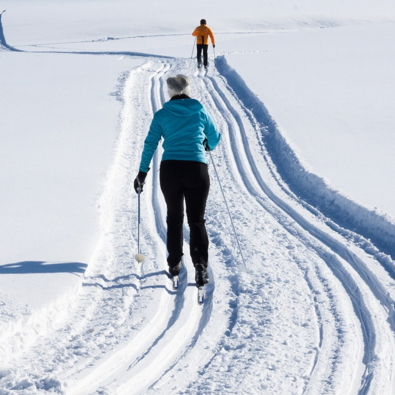 Deux personnes faisant du ski de fond