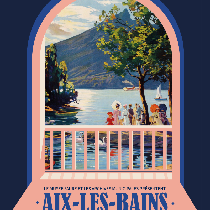 Ancienne affiche d'Aix-les-Bains précisant les dates, le lieu et le nom de l'exposition.